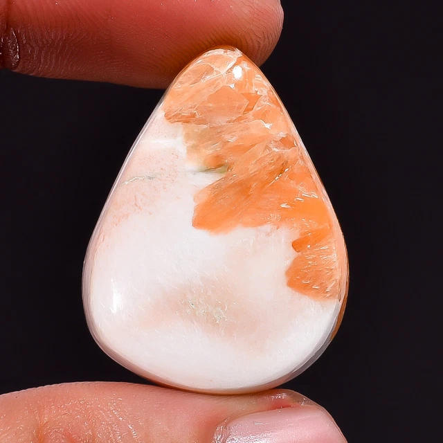 100% Natural Scolecite Pear Cabochon Loose Gemstone 26.75 Ct 30x23x6 mm AAS-4450