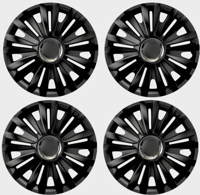 16" Wheel Trims Full Set Of 4 Plastic Hub Caps Universal Fit Silver Ryl Black