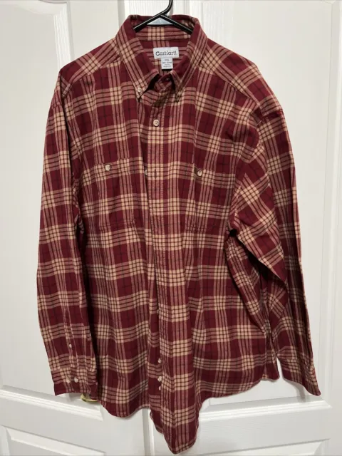Carhartt Flannel Shirt  2XL (XXL) Red & Gold 100% Cotton Superb Condition