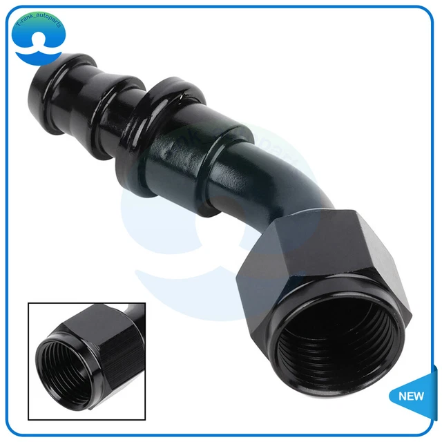 1PC 8AN 45 Degree Black Push on Lock Oil Fuel Barb Line Hose End Adapter Fitting
