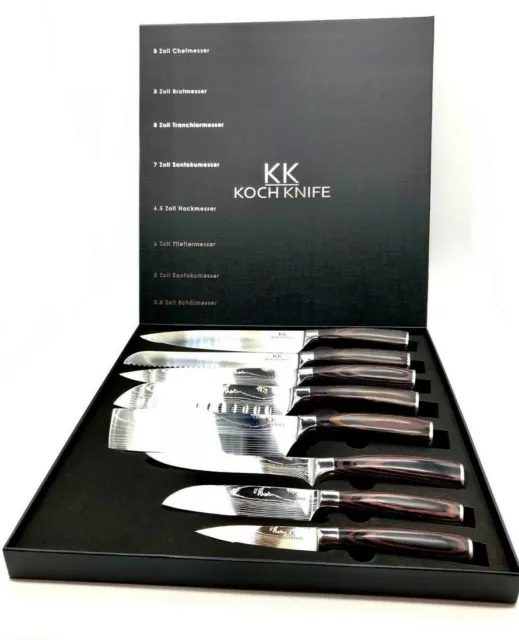 8tlg KOCHKNIFE© Messerset Damaskus Küchenmesser Damast Holzgriff Messerblock Top