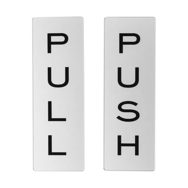 Insegna porta push push pull 6x2", 1 coppia acrilico autoadesivo tonalità argento/nero