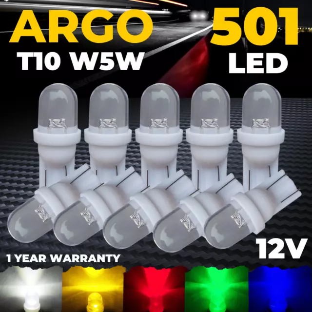 501 T10 Led White Side Light Bulbs W5w Amber Red Green Interior Car Wedge Hid