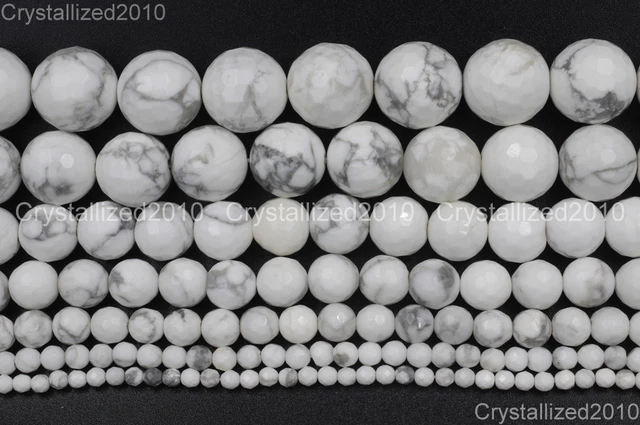 Perles Rondes Facettées En Opale Blanche Naturelle - Tailles 4mm Et 6mm, Pour Création De Bijoux