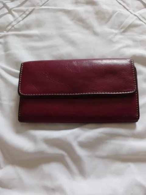 GIANI BERNINI Receipt Manager genuine leather foldable women's wallet Burgundy
