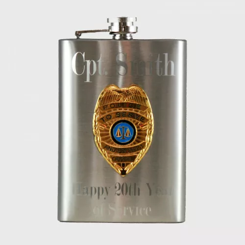 Engravable 8oz Official Police Hip Flask