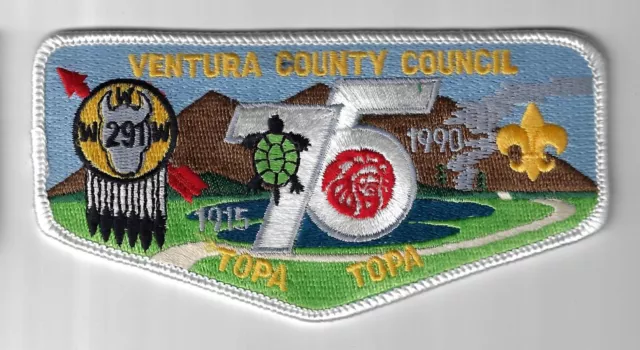 OA Topa Topa Lodge 291 1915-1990 Flap WHT Bdr. Ventura County Council 57, CA [TX