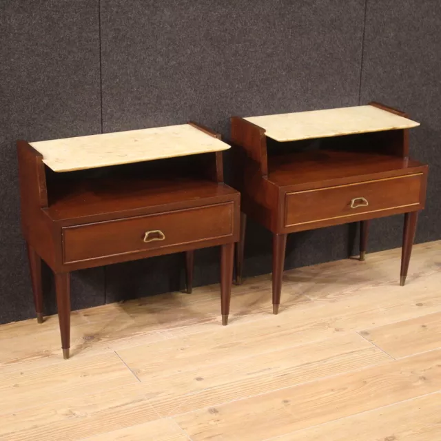 Modern bedside tables pair furniture two lower floor onyx design 70's