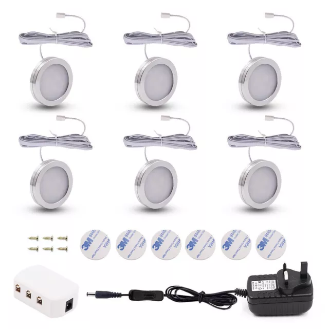 3/6PCS LED Under Cabinet Lights Mains Plug Kitchen Cupboard Shelf Counter Lamp