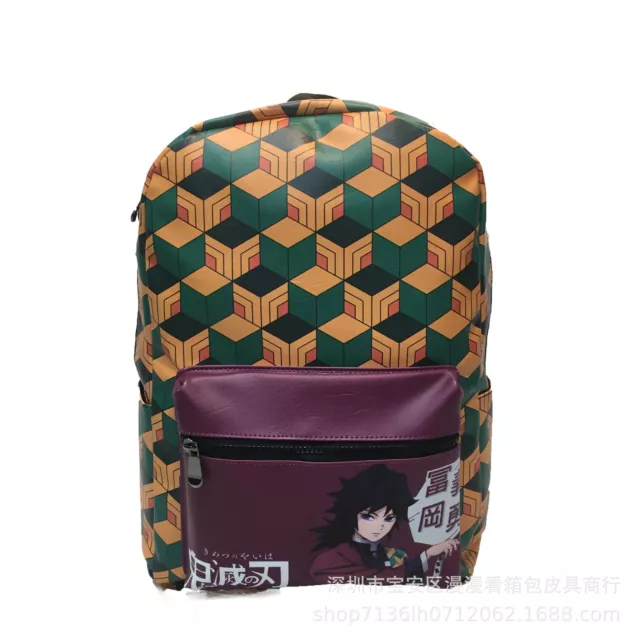 Anime Demon Slayer Kamado Tanjirou Backpack Leather PU Travel Bags Bookbag 3