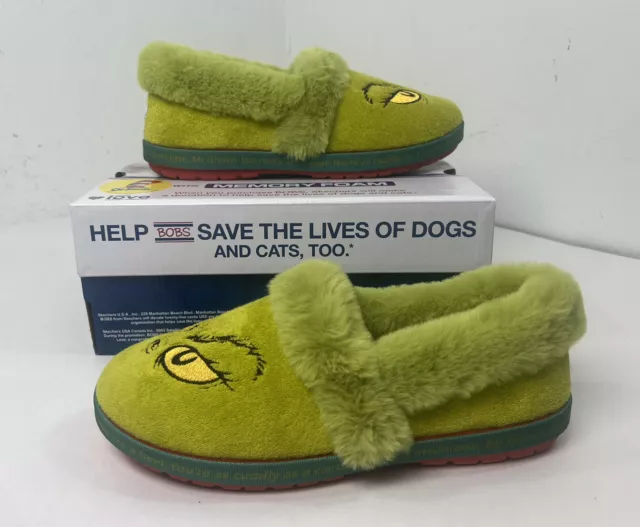 BOBS from Skechers Dr. Seuss Cozy Ginchmas “Grinch” Green Slippers - 7