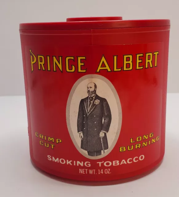 PRINCE ALBERT Smoking Tobacco Red Plastic Canister w/lid 14oz EMPTY.