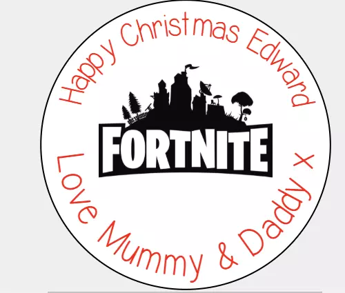 Personalised Stickers Labels Tags Circle Christmas Present Gift Fortnite Gaming