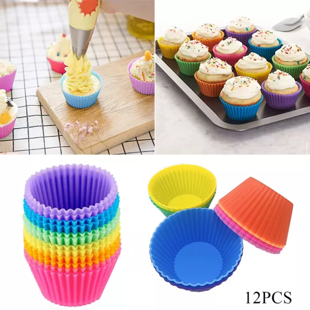 24 pcs Silicone Cake Muffin Chocolate Cupcake Liner Baking Cup Cookie Mold Set