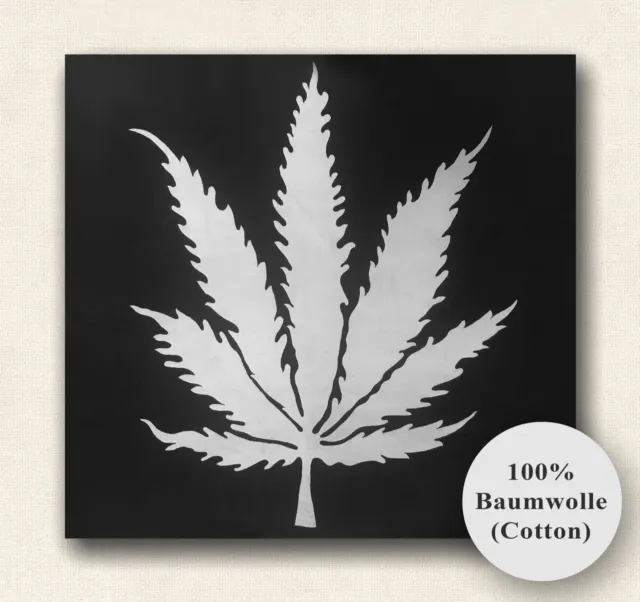 Baumwolltuch Motiv großes Blatt Cannabis Hanf  Schal Wandbehang 100x100 cm sw