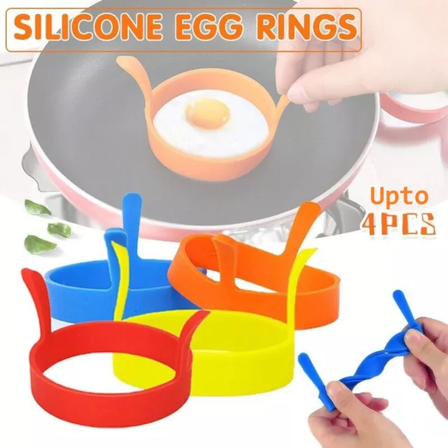Silicone Egg Rings Non Stick Kitchen Baking Tools Pancake Handles Egg Mold Rings