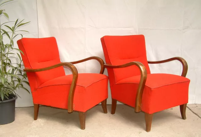 Pair of Art Deco Armchairs, Club Cocktail Chairs. Antique Vintage Halabala 1920.