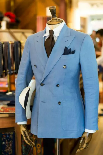 Abiti da uomo blu cielo designer sposi matrimonio cena abiti festa (cappotto + pantaloni) Regno Unito