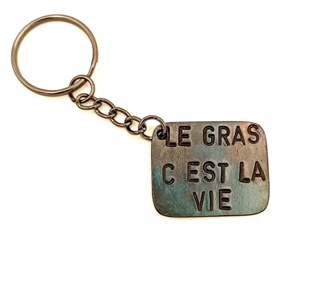 PORTE-CLÉS HUMOUR EN métal : Le Gras C'est La Vie EUR 10,00