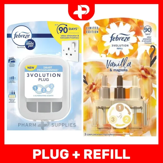 Febreze 3Volution Plug In + 1 Refill Vanilla & Magnolia Scent Home Fragrance