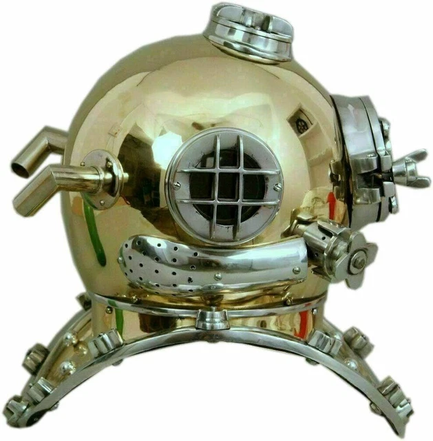 Casco De Buceo Vintage Morse De Latón - Réplica Decorativa Mark V, 45x32x43 Cm, 7.5 Kg, Ideal Para Decoración Náutica De Hogar O Oficina