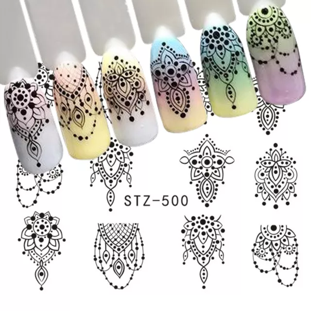 Nail Art Water Decals Stickers Transfers Bows Necklace Jewellery Lace Gems (500)