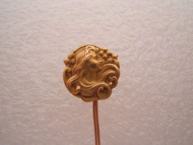 Épingle à Cravate Ou Foulard En Or 18K Art Nouveau - Fleur Avec Perle Nacrée - Ancienne, Bon état