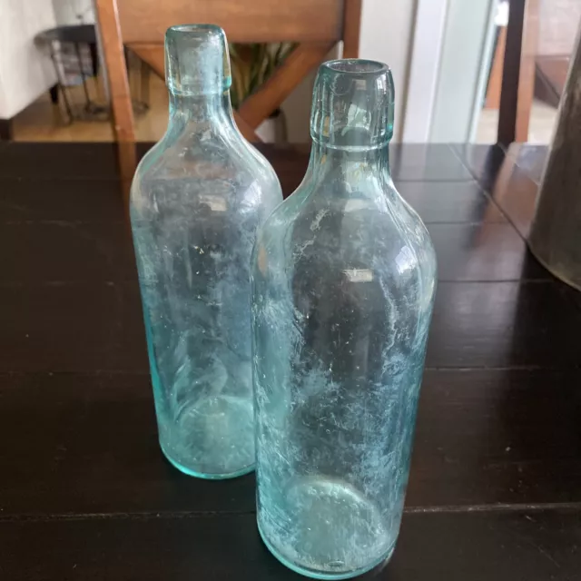 Dr. S.B.H.& Co. PR 67 Bottles (2) QUACK MEDICINE GREEN BLOB TOP Late 1800s