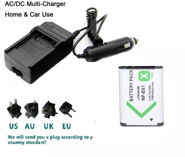 Battery+charger for SONY NP-BX1 Cybershot HDR AS100 PJ240E HX60V HX400V DSC-RX1r