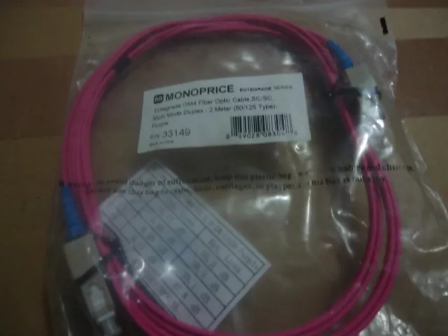 MONOPRICE Entegrade OM4 Fiber Optic Cable SC/SC Multi Mode Duplex 50/125 2 Meter