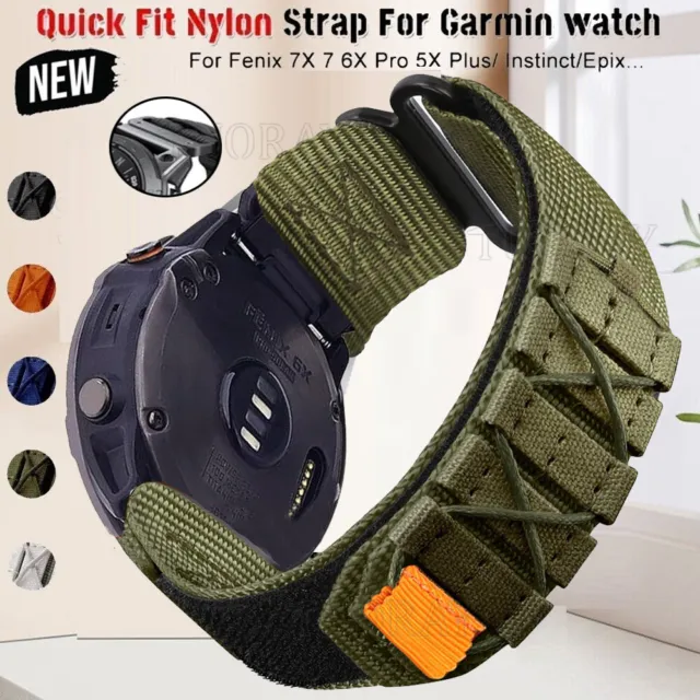 Quick Fit Nylon Watch Band Strap For Garmin Fenix 7/7X Sapphire/6/6X Pro/5/5X HR