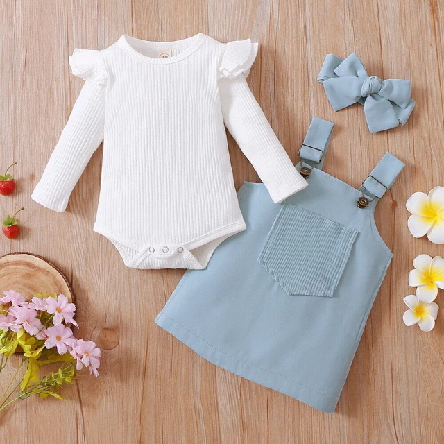 Set gonna abito neonate bambine a maniche lunghe arricciacapelli top cinturino 2