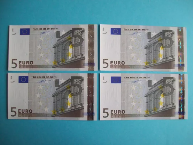 Très Rare Suite 4 Billets Neuf De 5 Euro France L 002 E 2  Signature Wim Duisenb