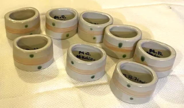 M A Hadley Pottery 8 Napkin Rings