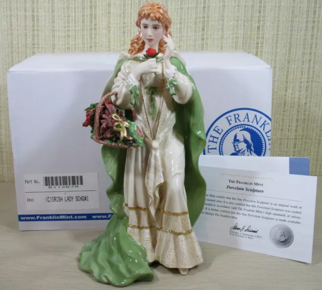 Franklin Mint Musical Irish Lady 12” Porcelain Figurine "The Rose Of Tralee" L2