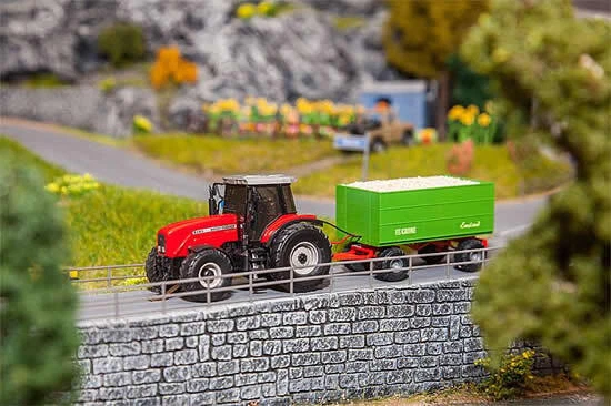 Faller 161588 HO Scale Massey-Ferguson Tractor w/Wood Chip Trailer - Car System
