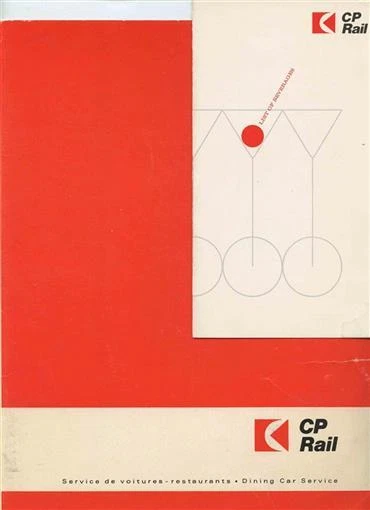 CP Rail Dining Car Service Menu and Beverage List 1969