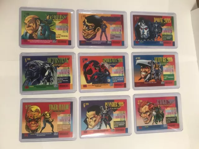 1993 Marvel Universe 2099 Red Foil Chase Cards in Toploaders Complete Set 1-9 2