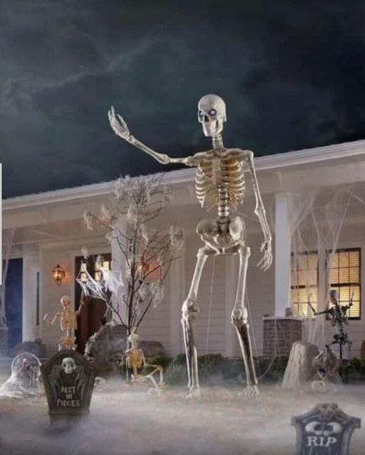 12 FOOT FT Tall Giant Skeleton W/ Animated LCD Eyes Halloween Prop Sold