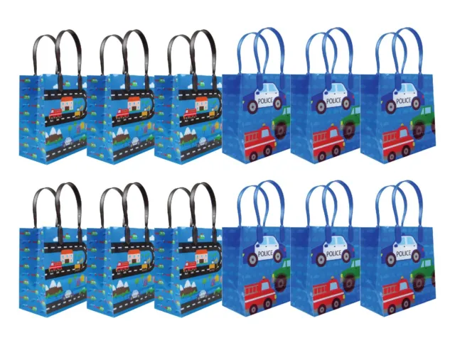 Cars Fire Trucks Transportation Party Favor Bags Treat Bags, 12 Pack