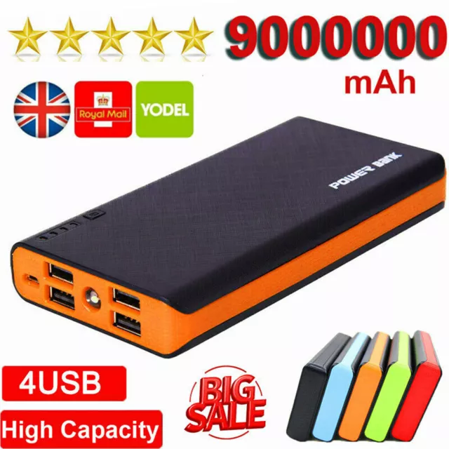 9000000mAh Power Bank Fast Charger Battery Pack Portable 4 USB for Mobile Phone