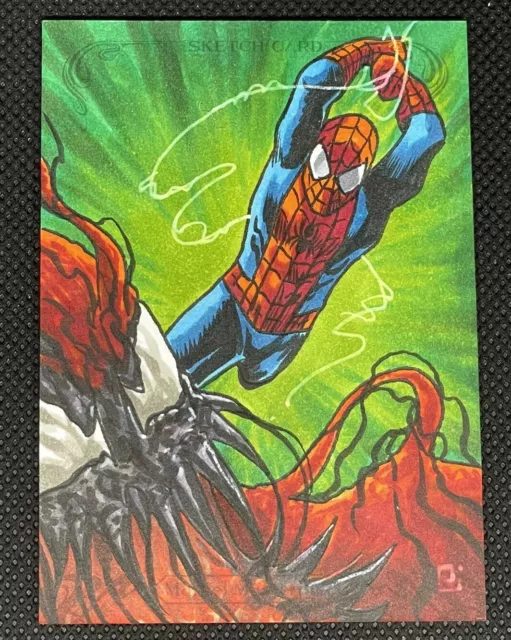 2018 Upper Deck Marvel Masterpieces Sketch Card Carnage Vs Spider-Man By Peejay