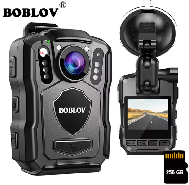 BOBLOV M5 Body Camera 256GB 2K Body Mounted Camera with GPS 15Hours Record IP67