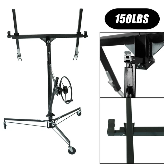 11FT Drywall Lift Panel Hoist Jack Lifter Drywall Panel Construction Tools Black