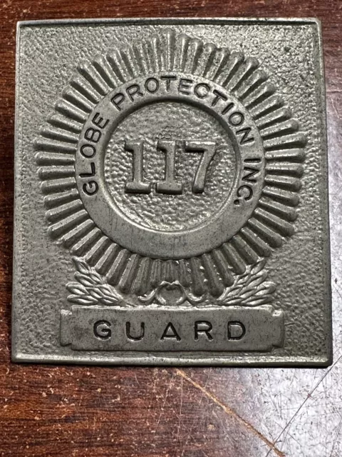 Vintage Globe Protection Inc. Guard Metal Badge security