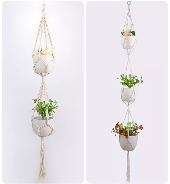 Macrame Garden Plant Hanger Hanging Planter Basket Rope Flower Pot Holder Deco