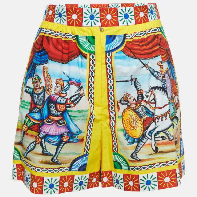 Dolce & Gabbana Multicolor Printed Cotton High Waist Shorts S