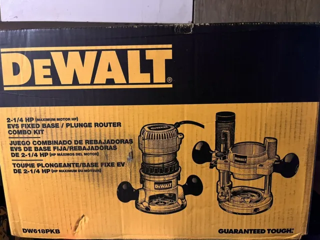 DeWalt DW618PKB 12 Amp Corded 2-1/4 Horsepower Fixed and Plunge Base Router Kit