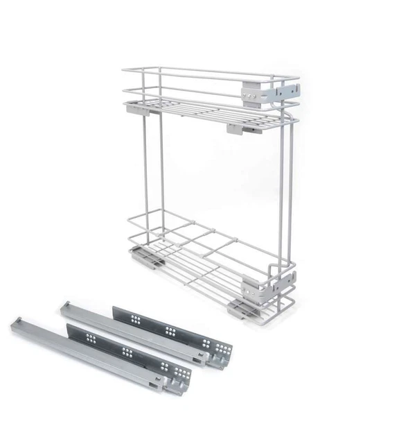 Emuca Portabottiglie laterale estraibile Supra con chiusura soft, Modulo 150 mm,