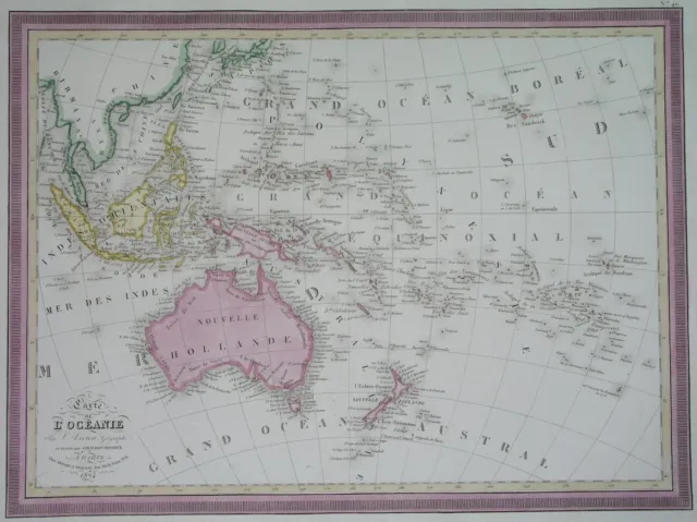 1824 Original Map Australia Papua New Guinea Guam Hawaii Tasmania New Zealand